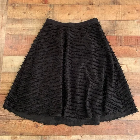 Maeve by Anthropologie black ruffle lined midi skirt - 12 - Picture 1 of 9